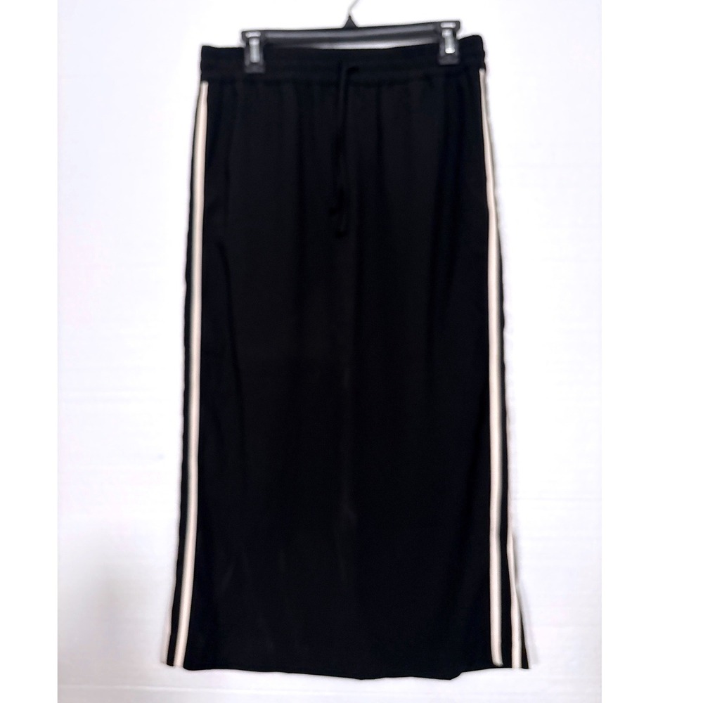 Z Supply Saunders Track Skirt Black Side Stripe Midi Drawstring Pockets M